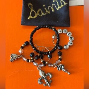 New Orleans Saints Wine charm set with bag